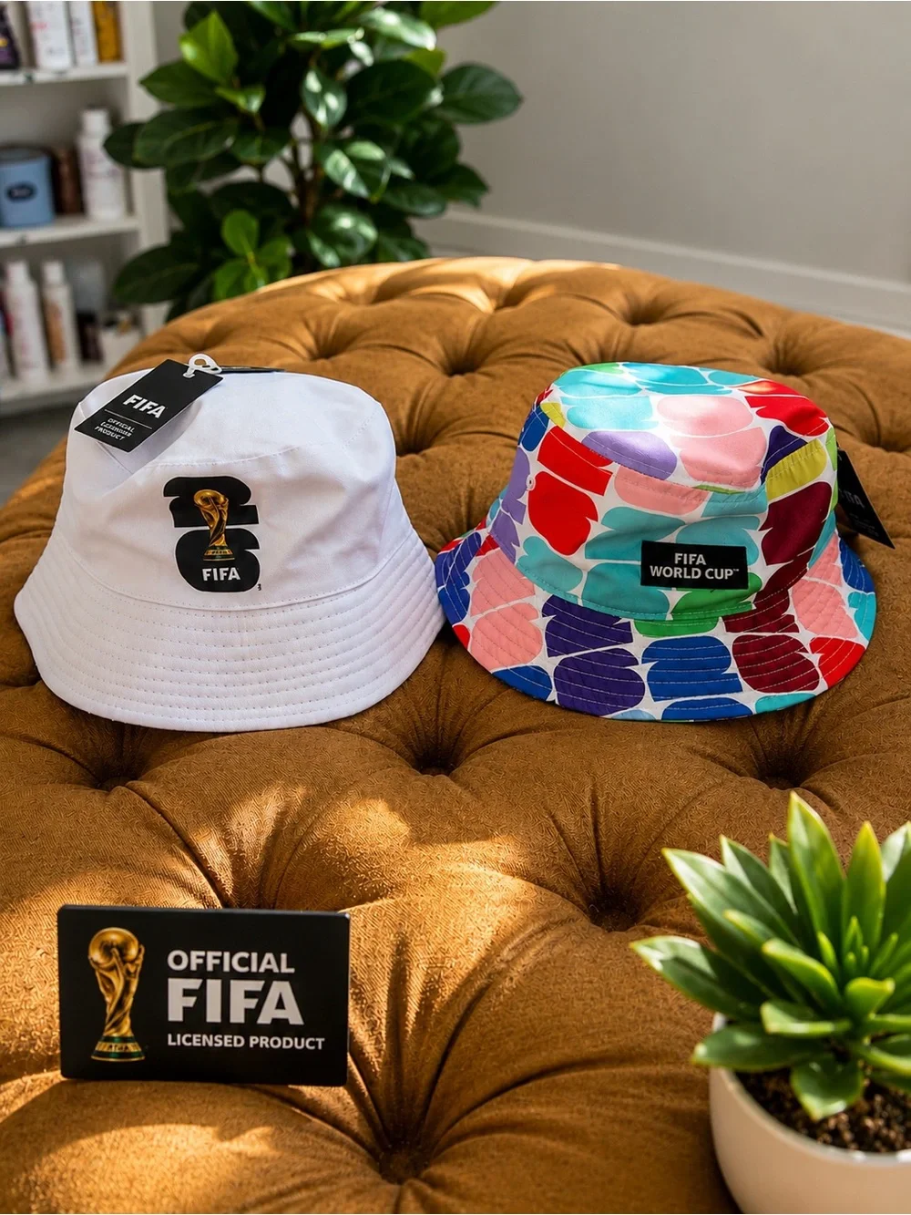 Official FIFA World Cup Bucket Hat Lot of 2 White & Multicolor Licensed New